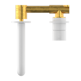 Mecca Handle Up Wall Basin Mixer Combination Seperate Plate - Matte White